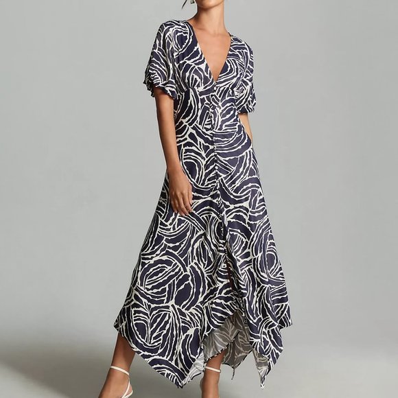 Anthropologie Dresses & Skirts - HTF By Anthropologie Short-Sleeve V-Neck Button-Front Midi Dress